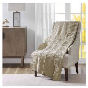 Madison Park Tuscany Oversized 60" x 72" Quilted Scalloped-Edge Throw.